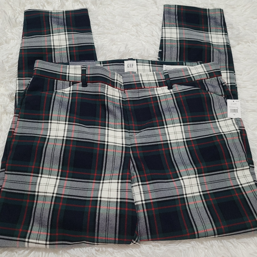 NWT Gap Plaid  Signature Skinny Ankle Pants Size 14